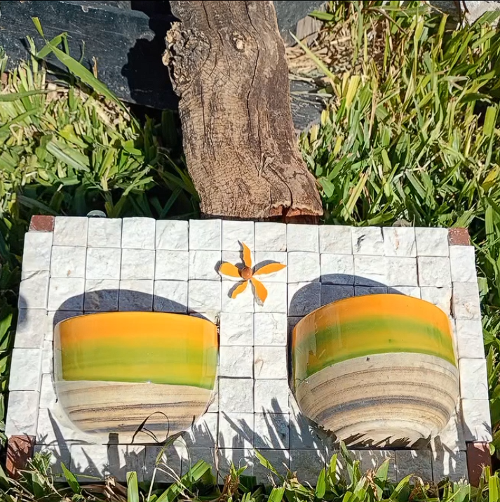 Pieza artesanal de mosaico para exterior